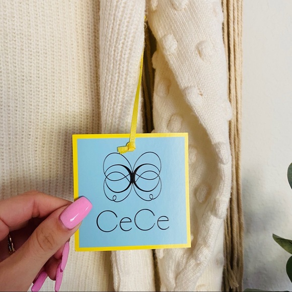 Sold CeCe Ivory Pom Sleeve Sweater - Picture 6 of 8